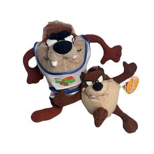 Taz Tasmanian Devil Lot Space Jam McDonalds Toy & Applause Bean Bag 90s Vintage